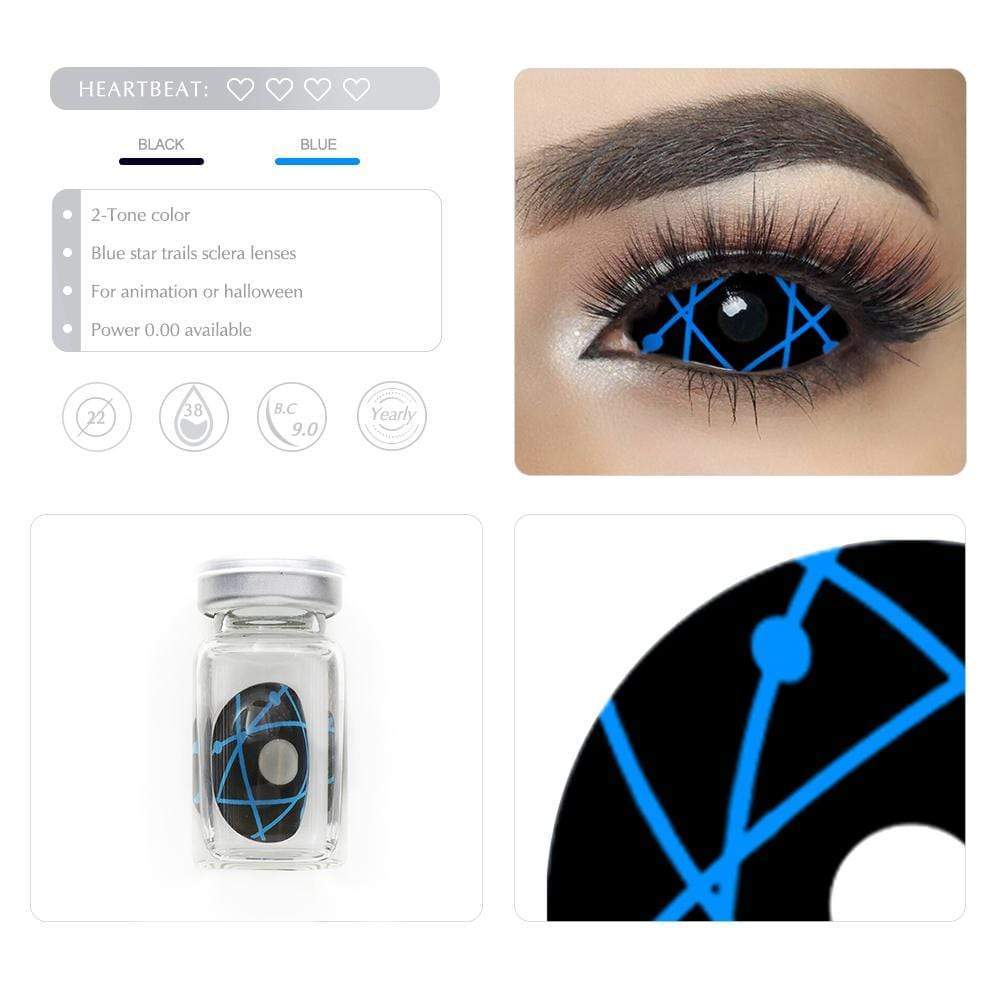 Blue Star Trails Sclera Halloween Lenses
