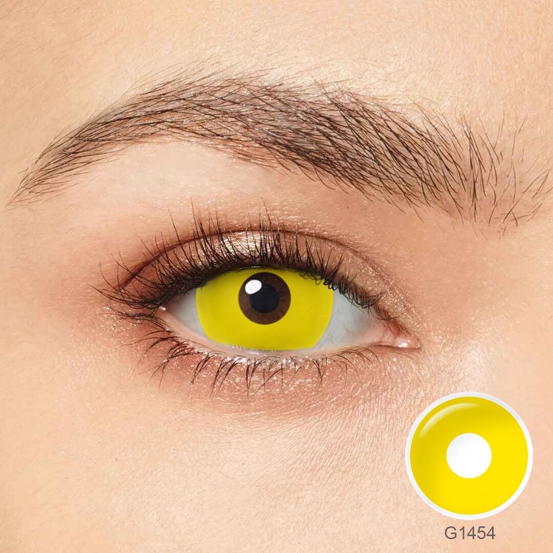 UV Glow Yellow Mini Sclera Contacts