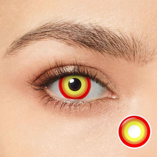 Red And Yellow Geared Contact Lenses