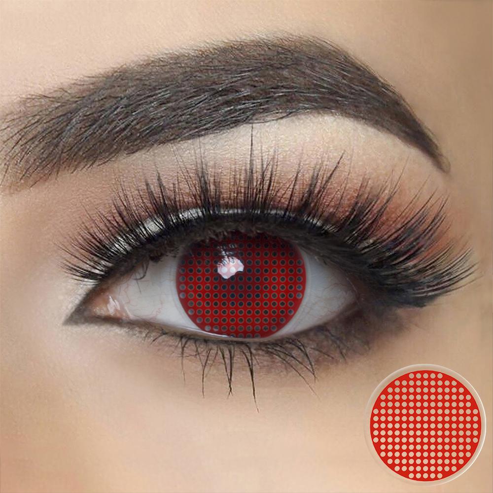 Red Mesh Halloween Cosplay Contacts
