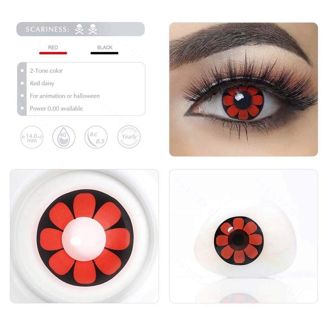 Red Daisy Halloween Cosplay Contacts