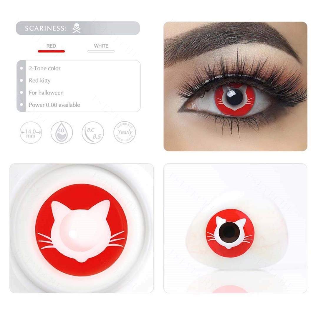 Red Kitty Halloween Cosplay Contacts