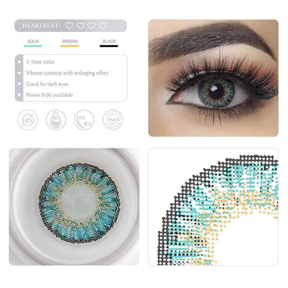 3 Tone Turquoise Yearly Colored Contacts
